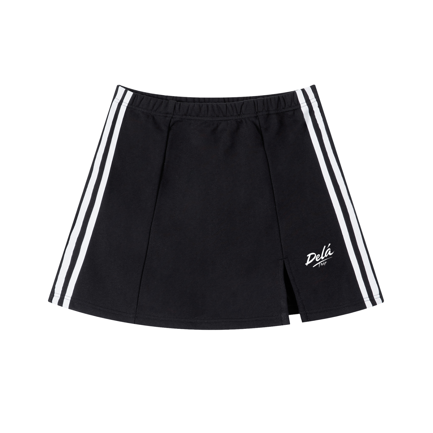 Contrast Side Stripe Slit Skirt