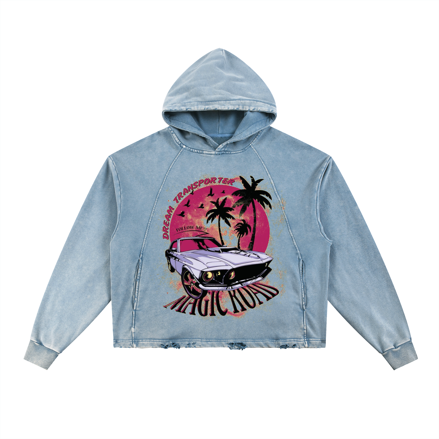 Vintage Washed Frayed-Hem Hoodie