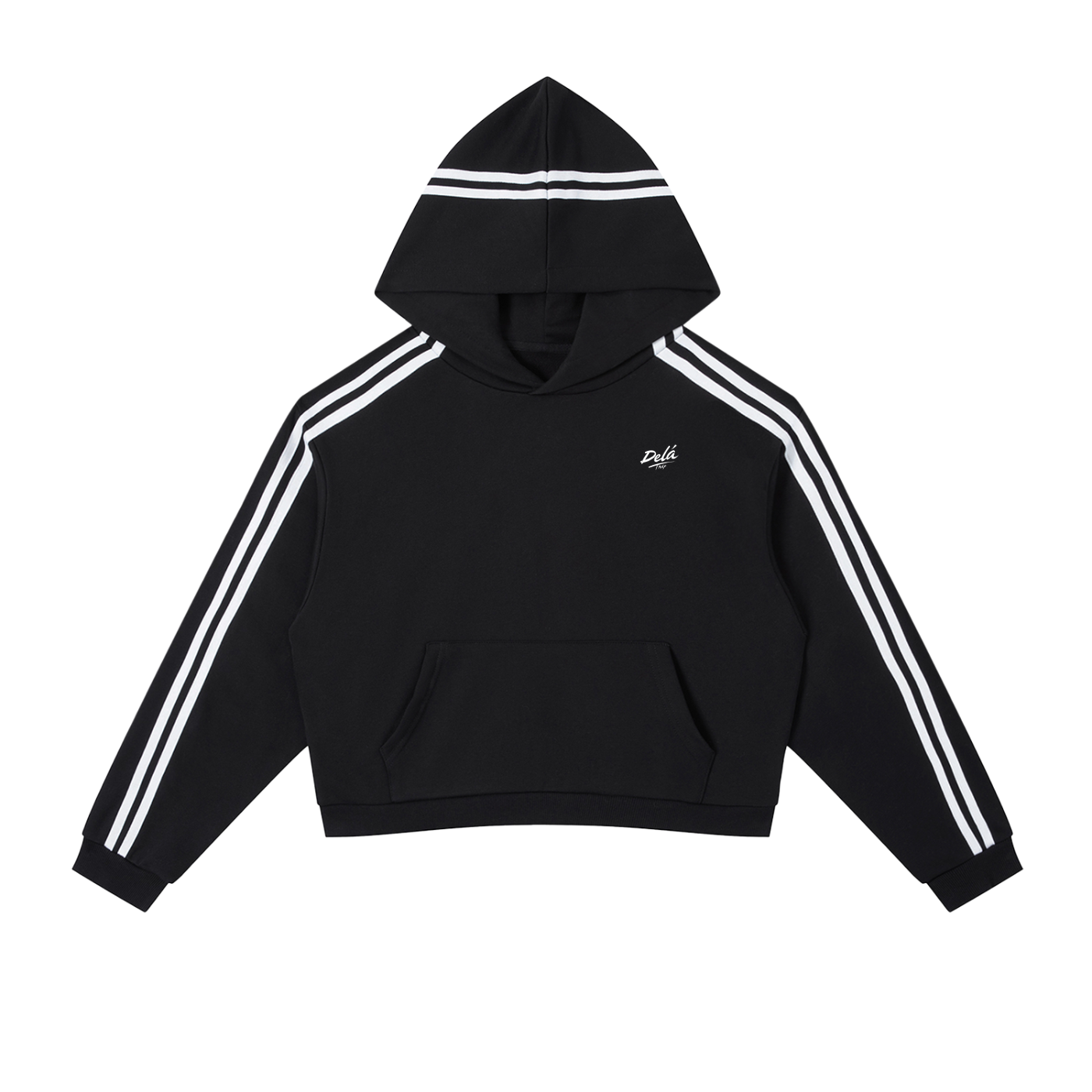 Contrast Side Stripe Cropped Hoodie