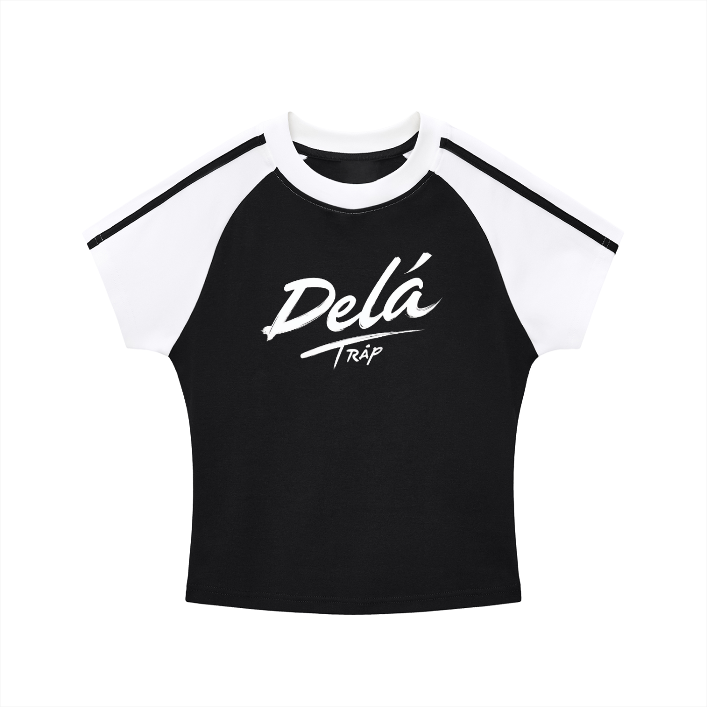 Contrast Stripes Bodycon Raglan  Sleeve T-Shirt